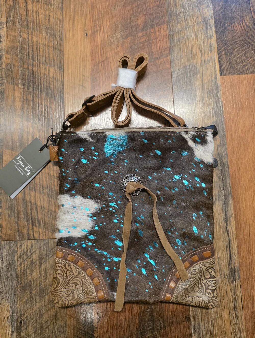 Myra Hiker Leather & Hairon Western Bag Purse NWT